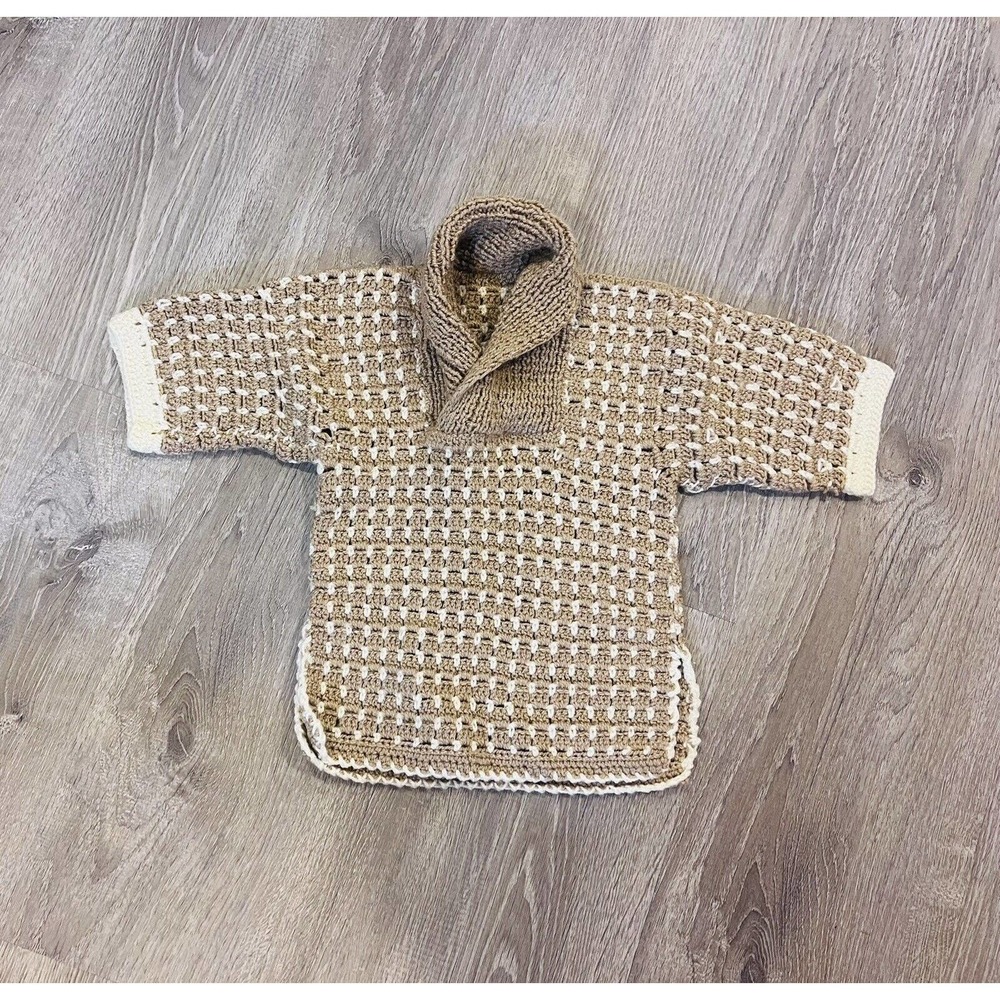 NEW Vintage Hand-Made Crochet Chunky Sweater Pullover Toddler Baby unisex 2T